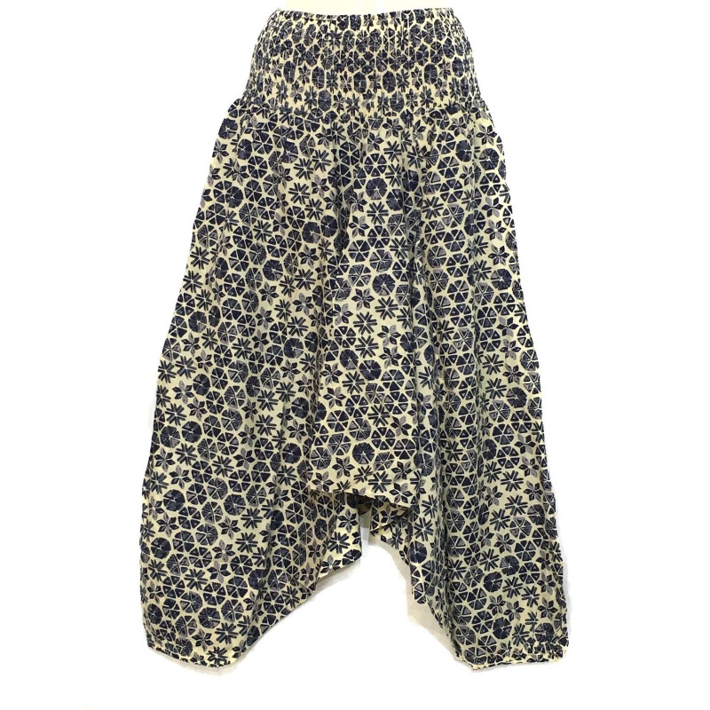 Sarouel Femme Smocké Taille Imprimé Amla Gris Sarouel Femme Smocké Taille Imprimé Amla Gris