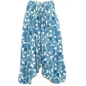 Sarouel Femme Imprimé Milcha Turquoise Taille Smockée