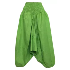 Sarouel Smocks Coton Uni Vert Anis