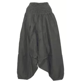 Sarouel Smocks Coton Uni Kaki Foncé