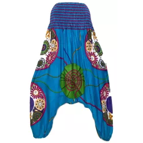 Sarouel Jaubary Imprimé Spirale Turquoise Taille Smockée