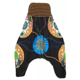Sarouel Jaubary Imprimé Spirale Noir Taille Smockée