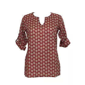 Haut Femme Vidisha Coton Imprimé Bordeaux