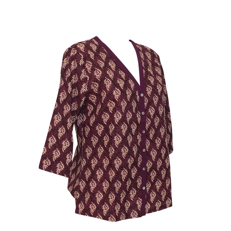 Blouse Akola Manches trois-Quarts Imprimé Cédar Prune