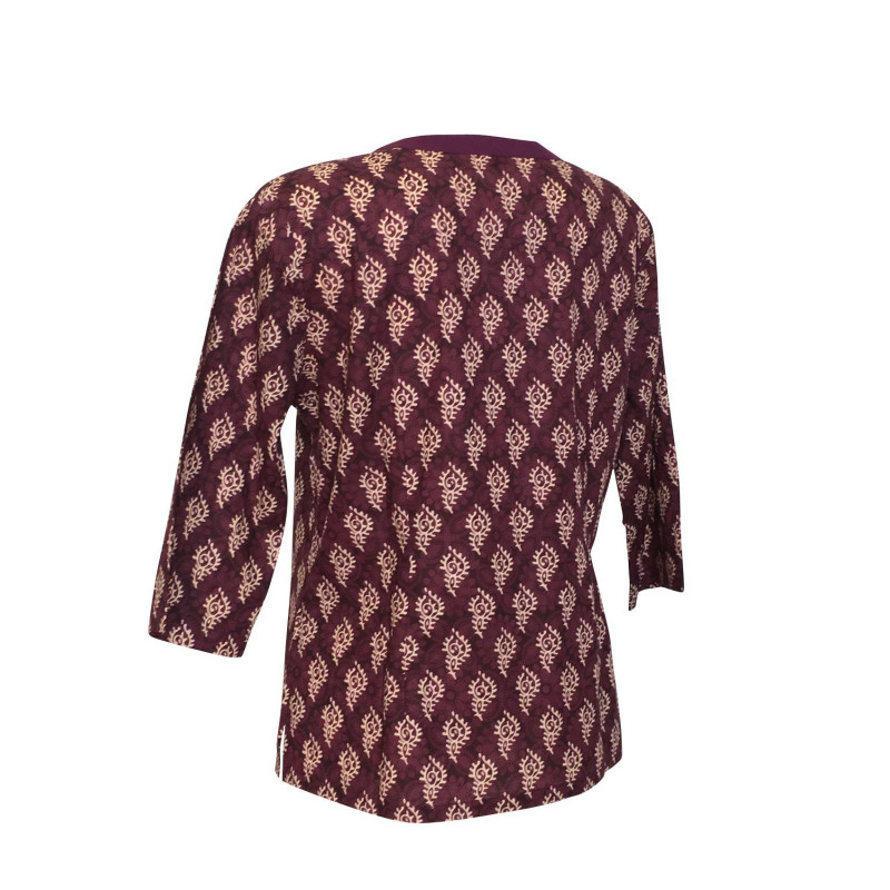 Blouse Akola Manches trois-Quarts Imprimé Cédar Prune