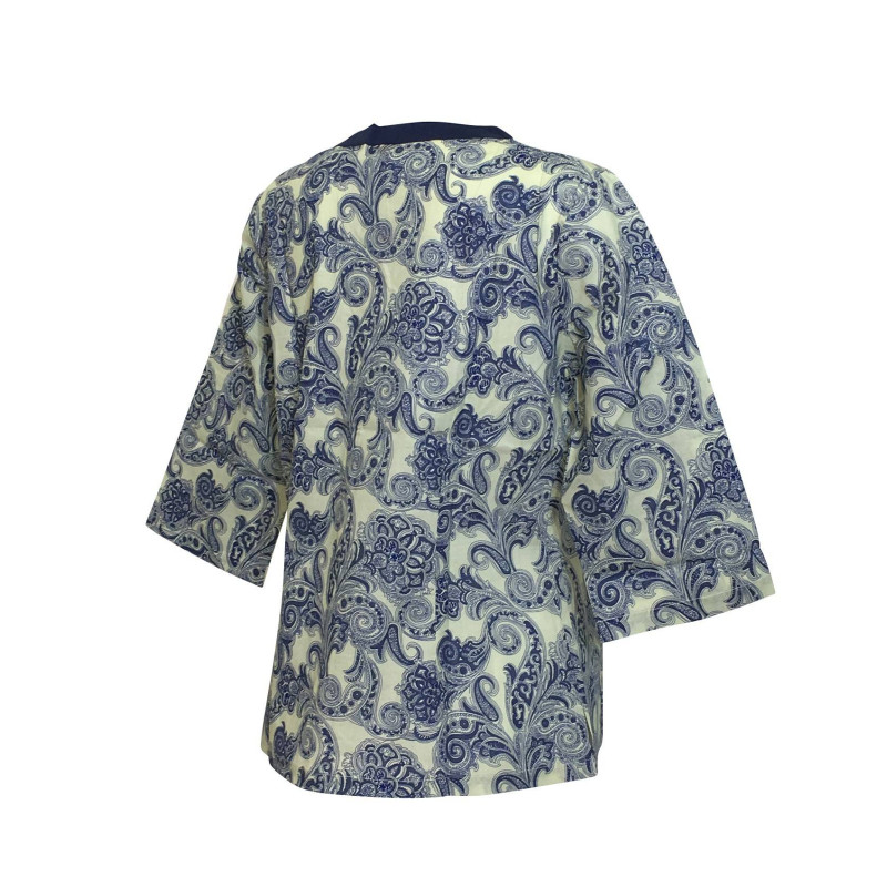 Blouse Akola Manches trois-Quarts Imprimé Milcha Bleu Marine