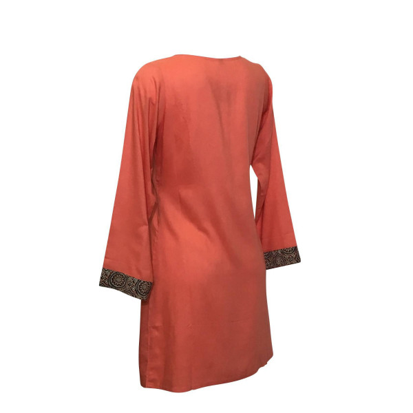 Nirsa Femme Tunique Viscose Unie Corail Imprimé Doli