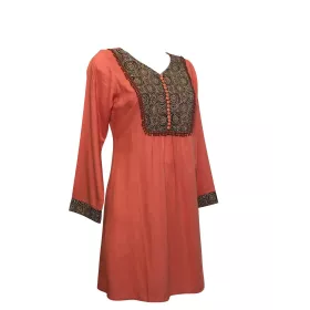 Nirsa Femme Tunique Viscose Unie Corail Imprimé Doli