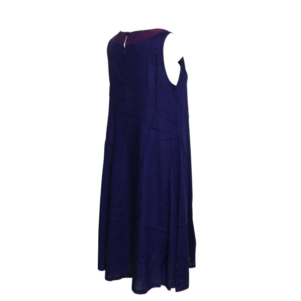 Robe Midi Jaora Viscose Unie Bleu Marine