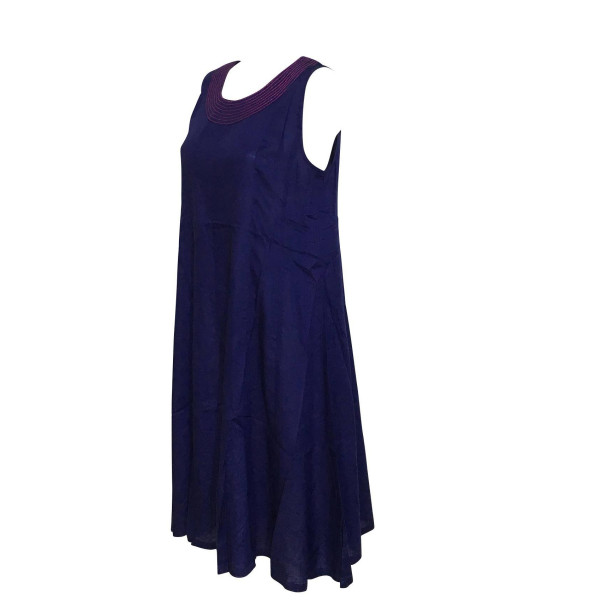 Robe Midi Jaora Viscose Unie Bleu Marine