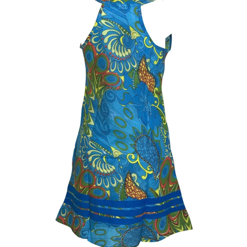 Robe Courte Marcel Imprimé Graphique Turquoise