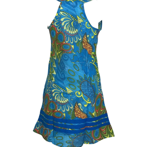 Robe Courte Marcel Imprimé Graphique Turquoise