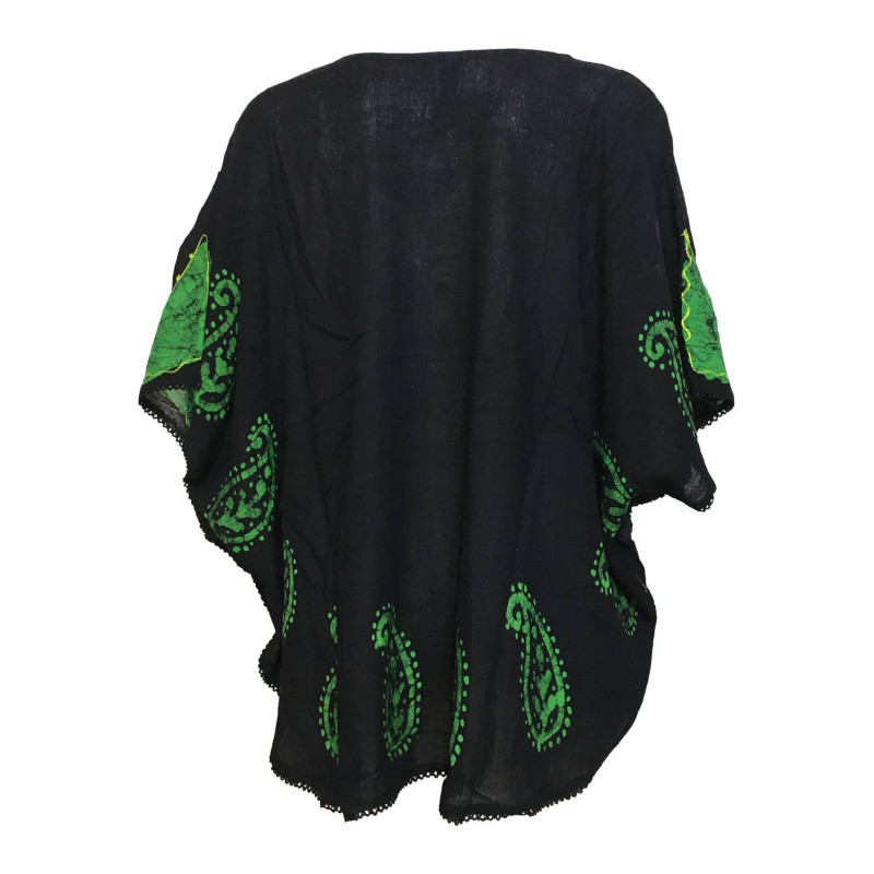 Tunique Jawar Grande Taille BT-401 Noir et Batik Vert