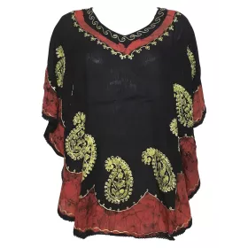 Blouse Caftan Grande Taille Jawar BT-401 Noir et Rouge