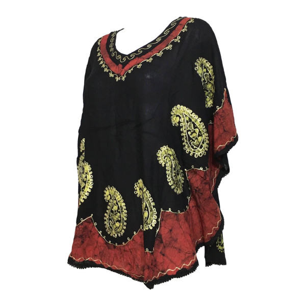 Blouse Caftan Grande Taille Jawar BT-401 Noir et Rouge