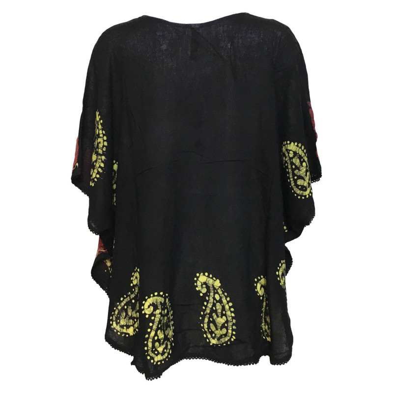 Blouse Caftan Grande Taille Jawar BT-401 Noir et Rouge