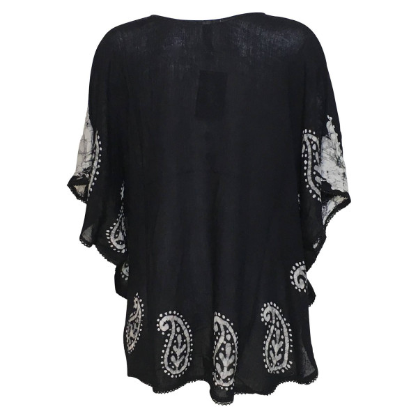 Caftan Jawar Viscose Noir et Écru