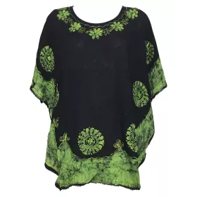 Tunique Karéra Grande Taille BT-404 Noir et Batik Vert