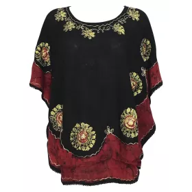Blouse Caftan Grande Taille Karéra BT-404 Noir et Bordeaux