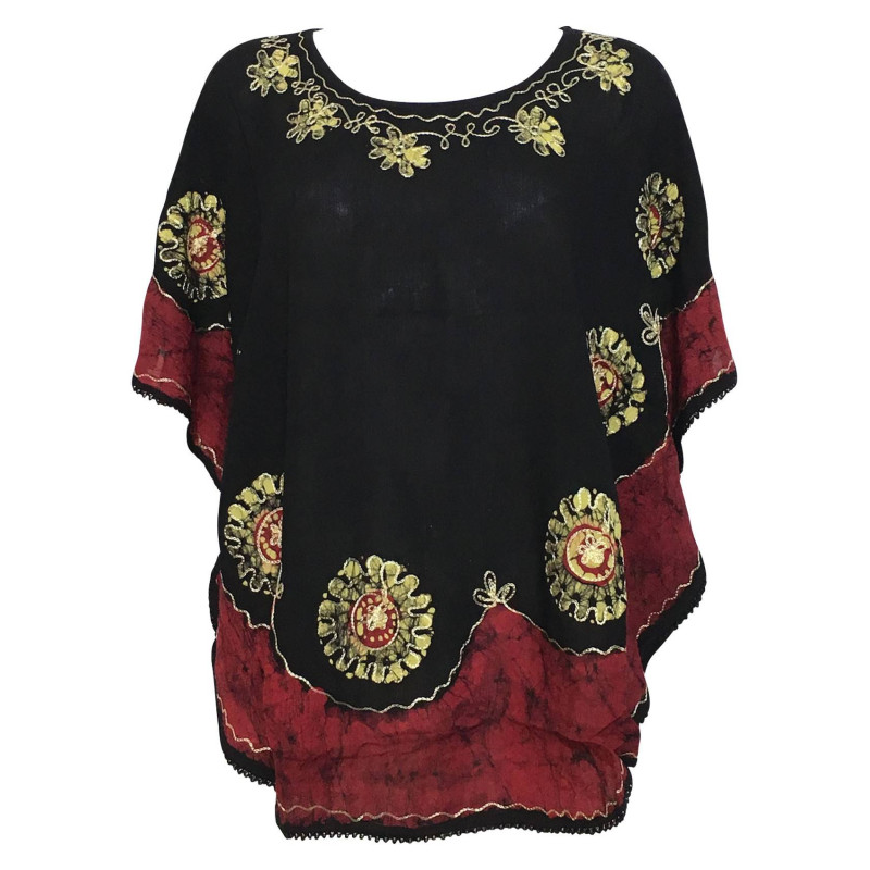 Blouse Caftan Grande Taille Karéra BT-404 Noir et Bordeaux Blouse Caftan Grande Taille Karéra BT-404 Noir et Bordeaux