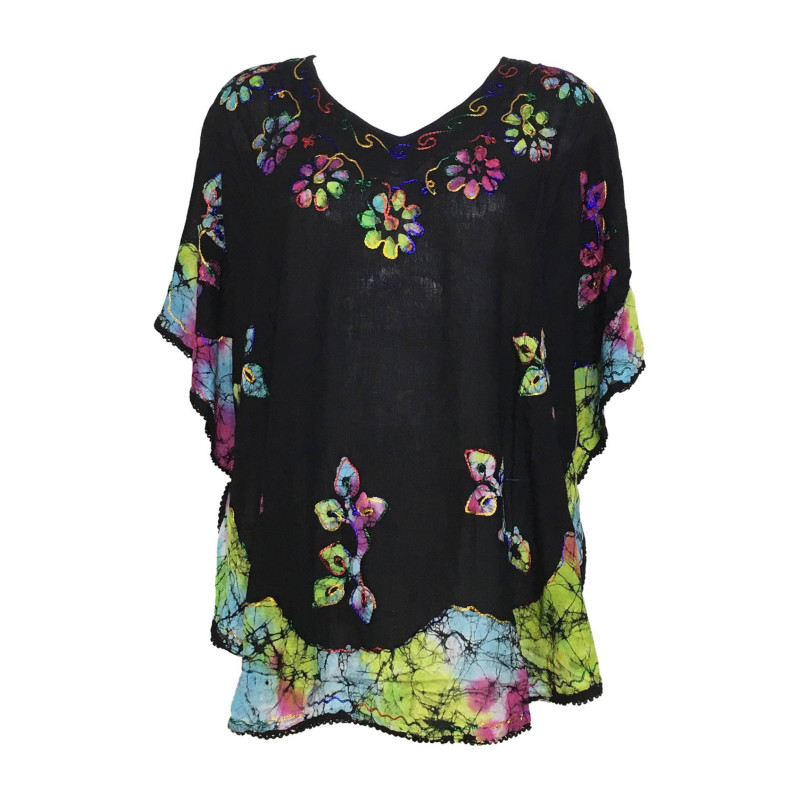 Kaftan Gaon Viscose Noir et Multicolore Kaftan Gaon Viscose Noir et Multicolore