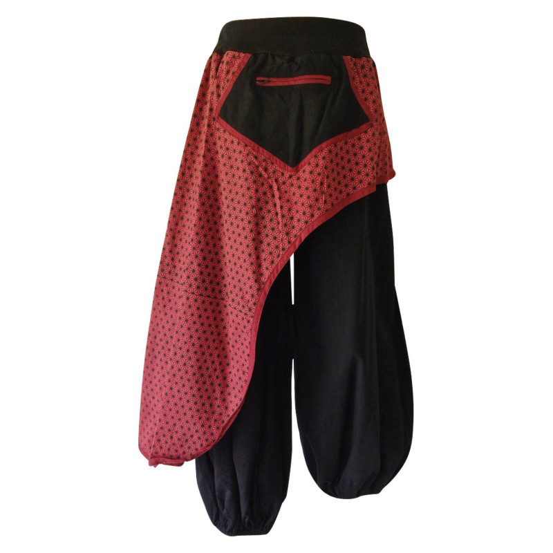 Pantalon Femme Jang avec Surjupe Imprimée Rouge Pantalon Femme Jang avec Surjupe Imprimée Rouge