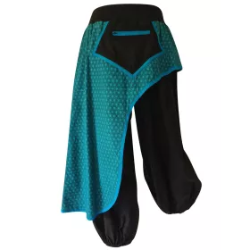 Pantalon Femme Jang avec Surjupe Imprimée Bleu