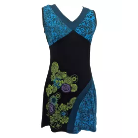 ROBE ETHNIQUE COTON JERSEY réf EV14-04 bleu