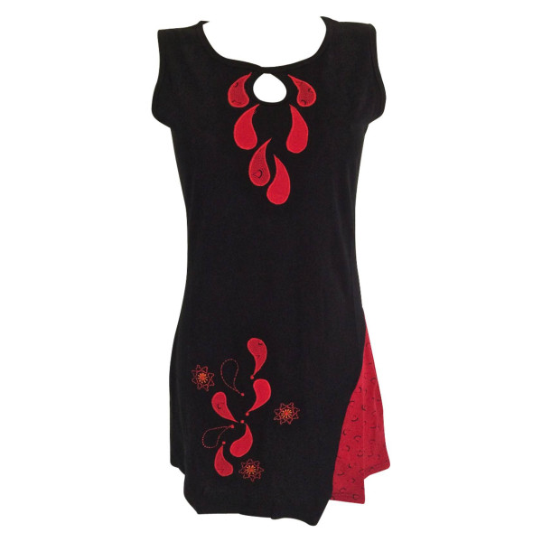 Tunique Juhafar Jersey de coton Noir et Rouge