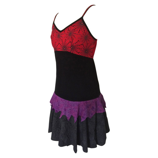 Robe d'été Ethnique Ambad Noir Rouge et Violet