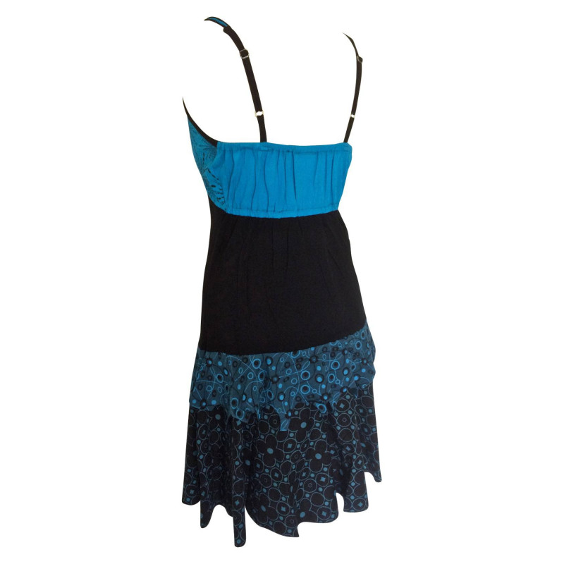Robe Courte d'Été Ambad Ethnique Bleu