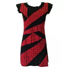 Robe Bogra Ethnique Petites Manches Noir et Rouge