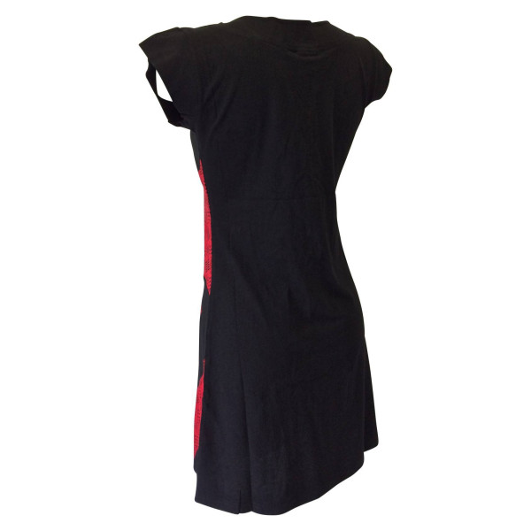 Robe Bogra Ethnique Petites Manches Noir et Rouge