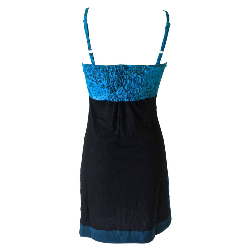 Robe Courte Dhantola Bleu Deux Tons Maille Jersey