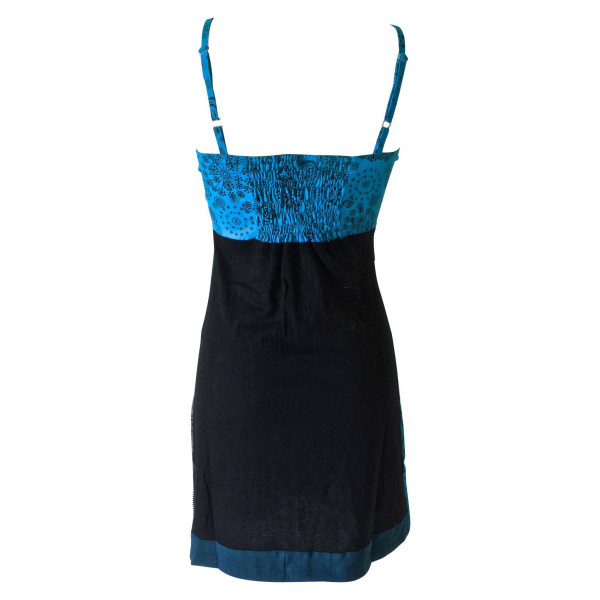 Robe Courte Dhantola Bleu Deux Tons Maille Jersey