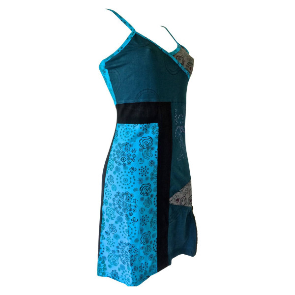 Robe Courte Dhantola Bleu Deux Tons Maille Jersey