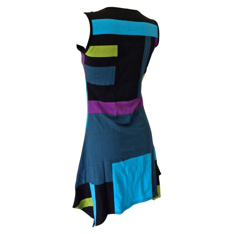 Robe Yajuar Maille Jersey Patchwork Multi-Tons bleu