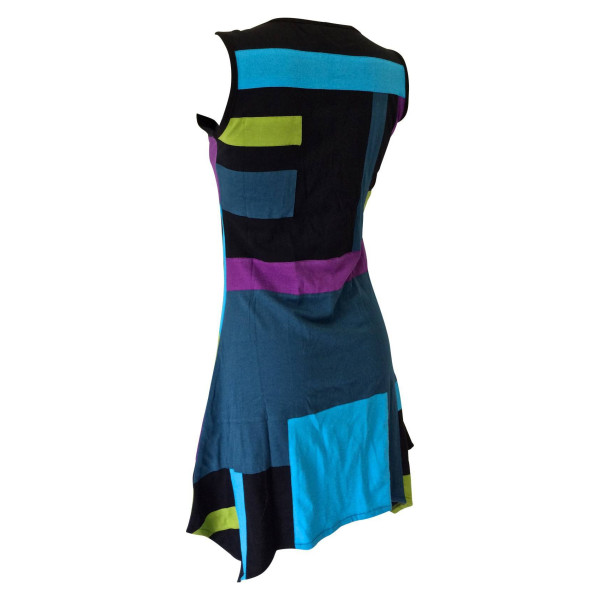 Robe Yajuar Maille Jersey Patchwork Multi-Tons bleu