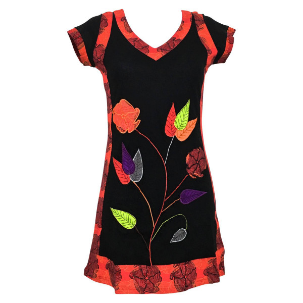 Robe Courte Ethnique Dindori Brodé Floral