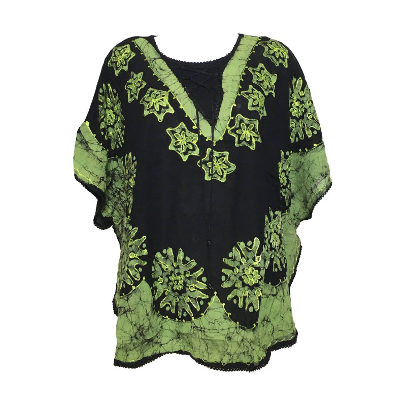 Blouse Nadda Fuide Ample Été BT- 405 noir/vert