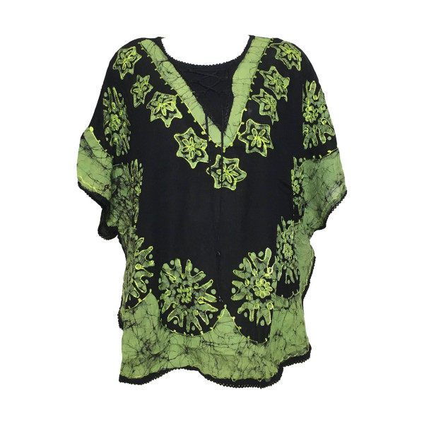 Blouse Nadda Fuide Ample Été BT- 405 noir/vert