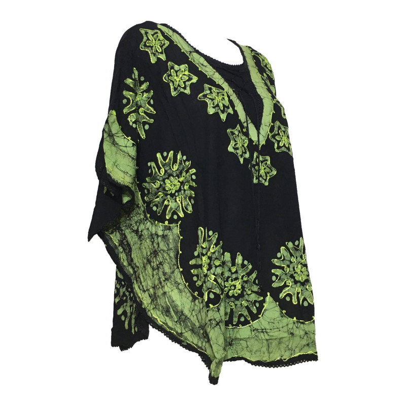 Blouse Nadda Fuide Ample Été BT- 405 noir/vert