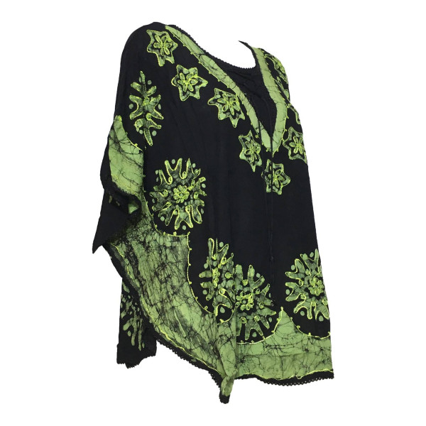 Blouse Nadda Fuide Ample Été BT- 405 noir/vert