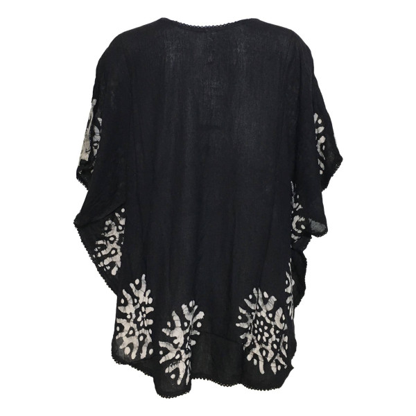 Kaftan Fluide Grande Taille Nadda BT-405 noir/écru