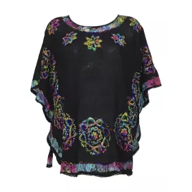 Kaftan Katni Viscose Noir et Bleu Multicolore