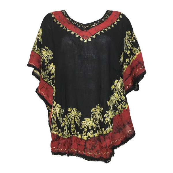 Blouse Caftan Grande Taille Harda BT-410 Noir et Bordeaux