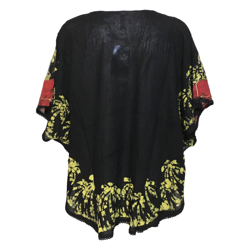 Blouse Caftan Grande Taille Harda BT-410 Noir et Bordeaux