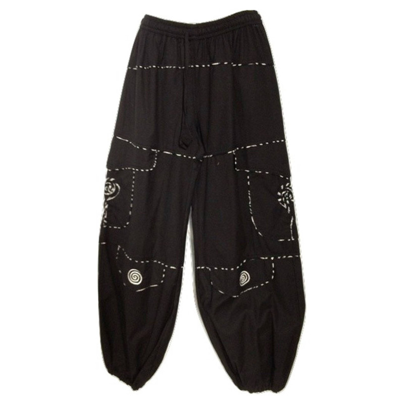 Pantalon Ethnique Noir et Liseré deux tons. Pantalon Ethnique Noir et Liseré deux tons.