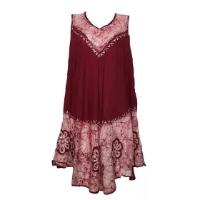 Robe Rajlani Sans Manches Uni Bordeaux Batik Blanc BT-1980