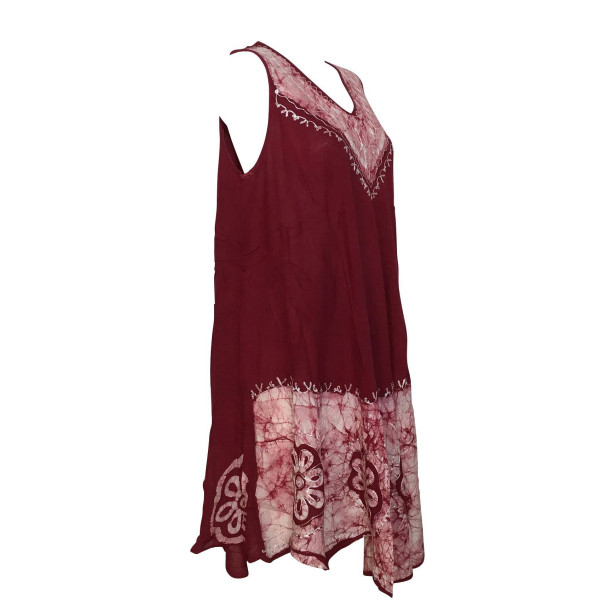 Robe Rajlani Sans Manches Uni Bordeaux Batik Blanc BT-1980